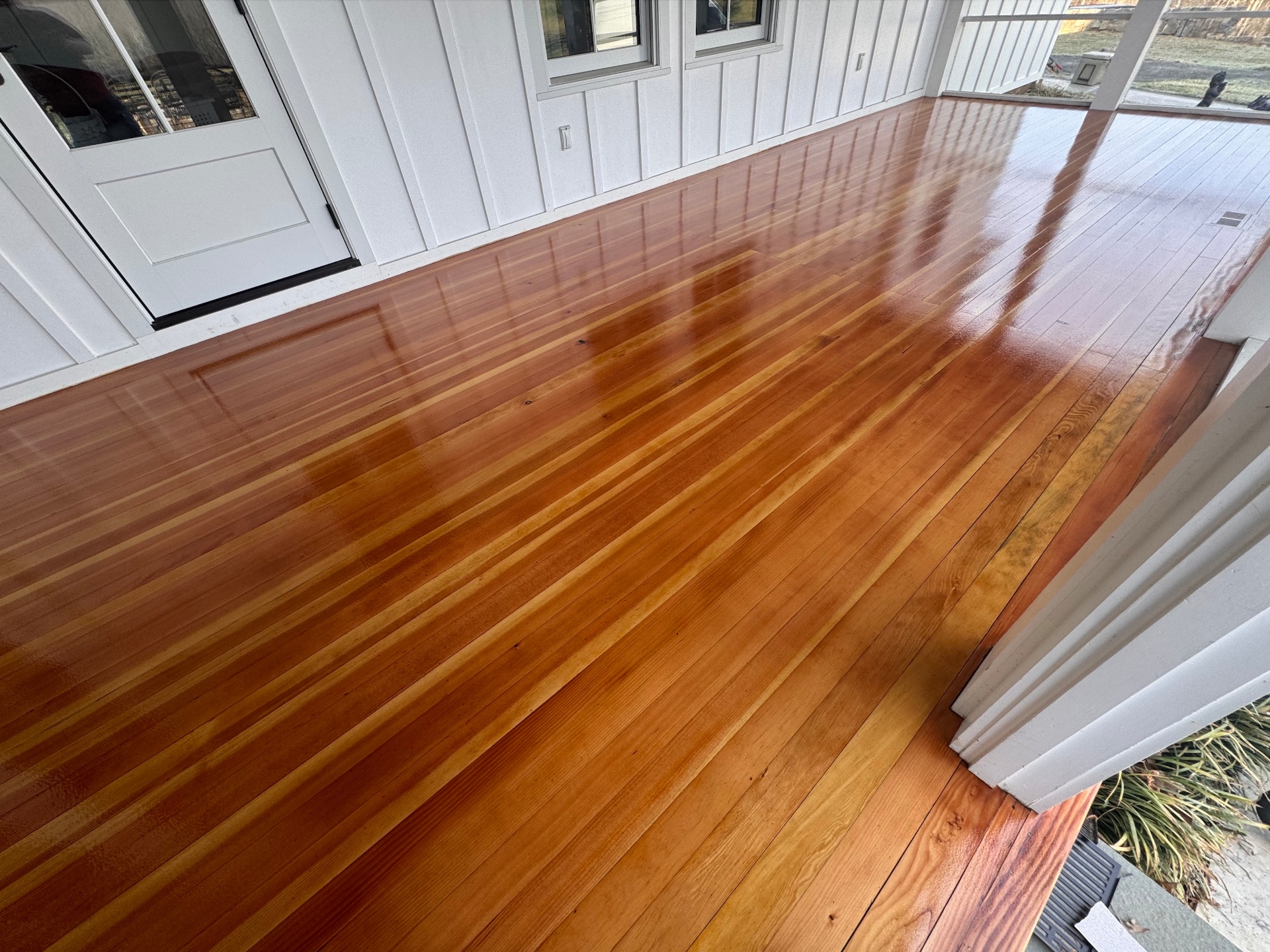 Refinished heart-pine porch